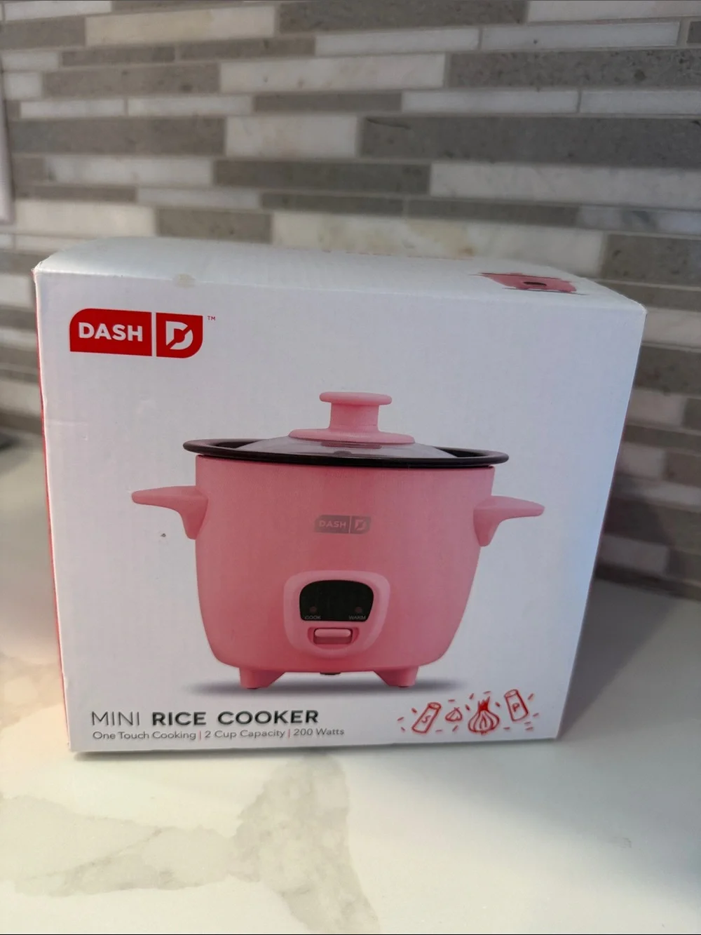 Dash mini rice cooker 2 cups pink one touch cooking new
